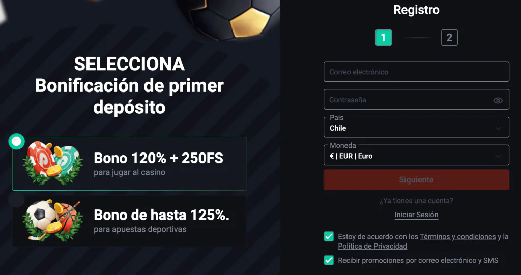 registro en Pinup